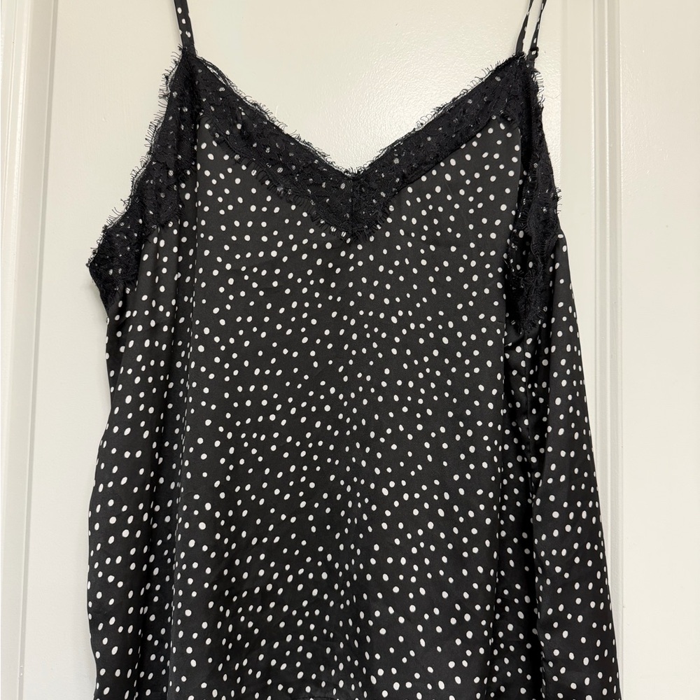 BP Black and White Polka Dot Lace Cami Top